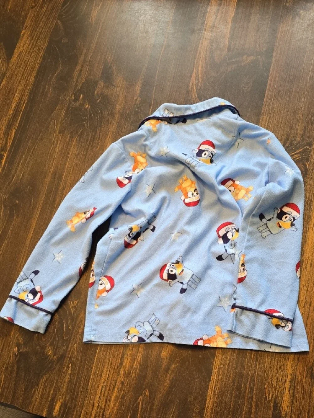 Blue Kids Matching Pajama Top with Cartoon Print